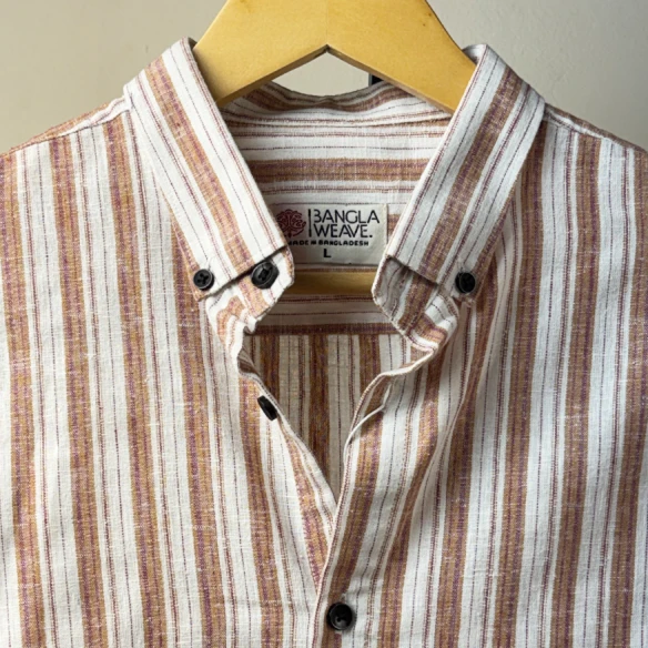 Rustic Striped Cotton Blend Shirt